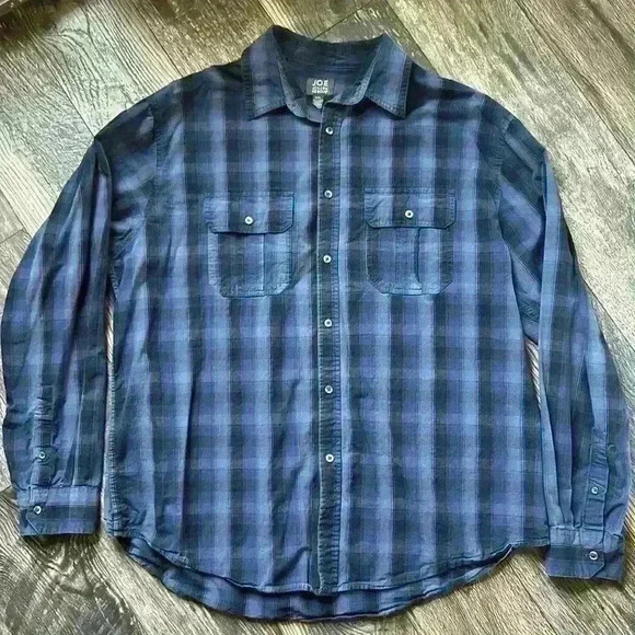 Joseph Abboud Blue and Black Plaid Long-Sleeve Shirt - Picture 1 of 5